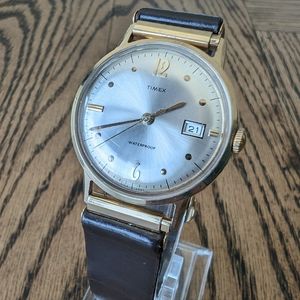 Vintage Mens Timex Marlin 1967 Dot dash dial manual watch gold tone